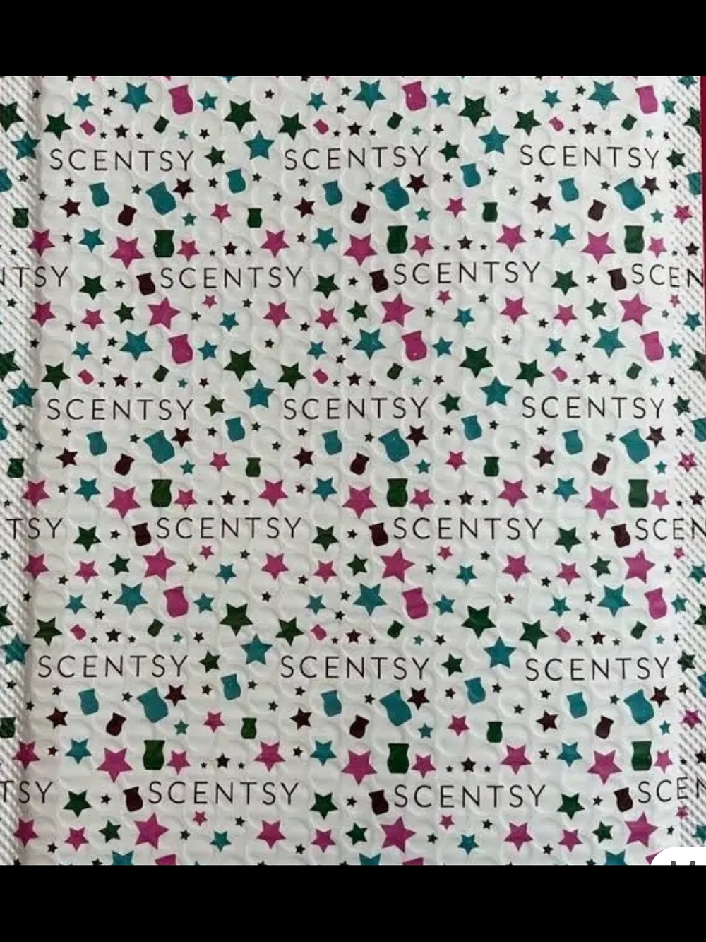 50ct Scentsy Pink, Teal & Dark Green Star Bubble Mailer 10x7